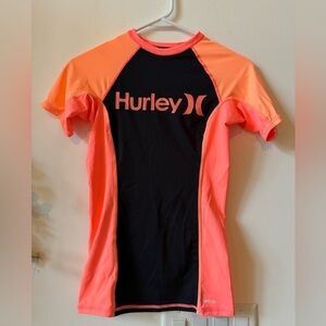 Hurley Short Sleeve Rashguard Black, Pink, Orange Outdoors SPF 50+ Small